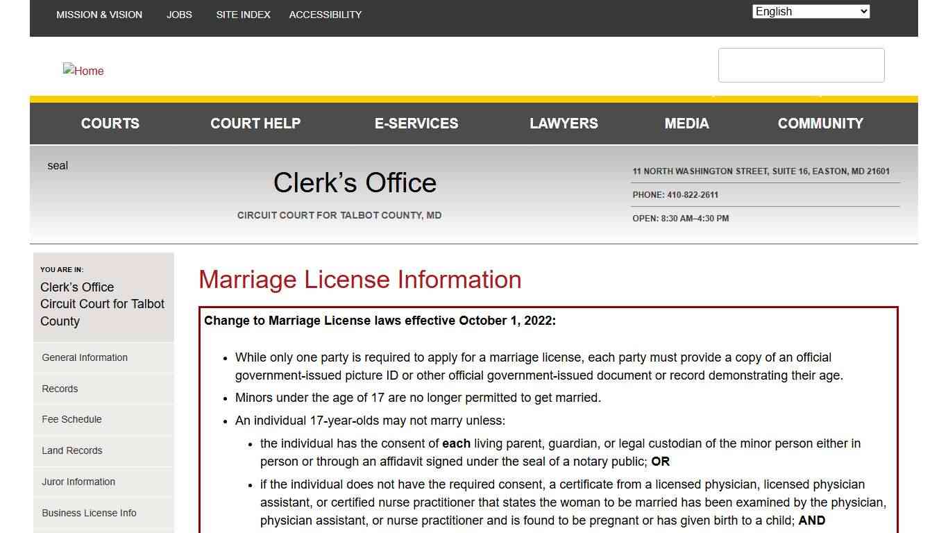 Marriage License Information Maryland Courts