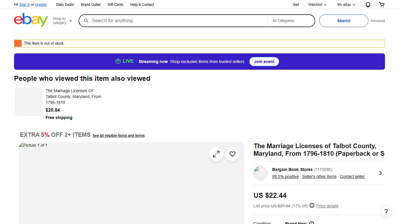 The Marriage Licenses of Talbot County, Maryland, From 1796-1810 (Paperback or S eBay